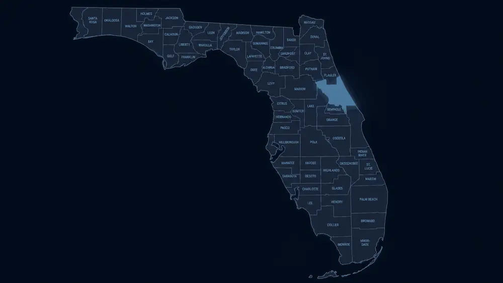 Map of the Volusia County, Florida area served by Dragline Data